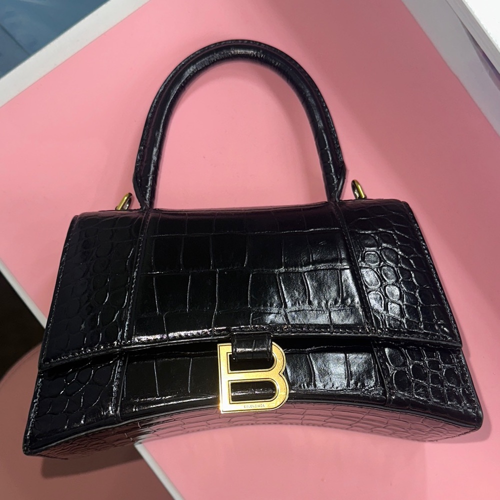 Balenciaga Black Croc-Embossed Crossbody Bag - Picture 7 of 17